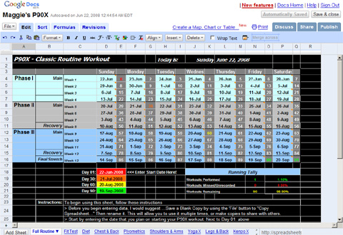 P90X Spreadsheet